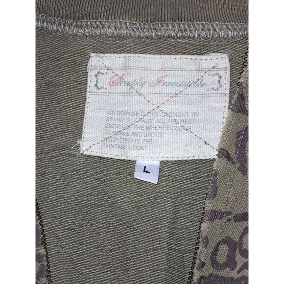 A Simply Irresistible Sweatshirt Hoodie Zip Front Raggedy Boho Olive Green L - Picture 8 of 13